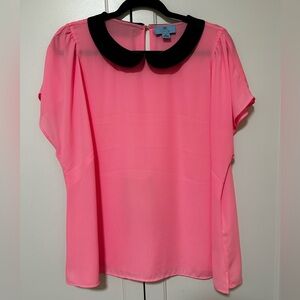 CeCe pink blouse with black collar 2X